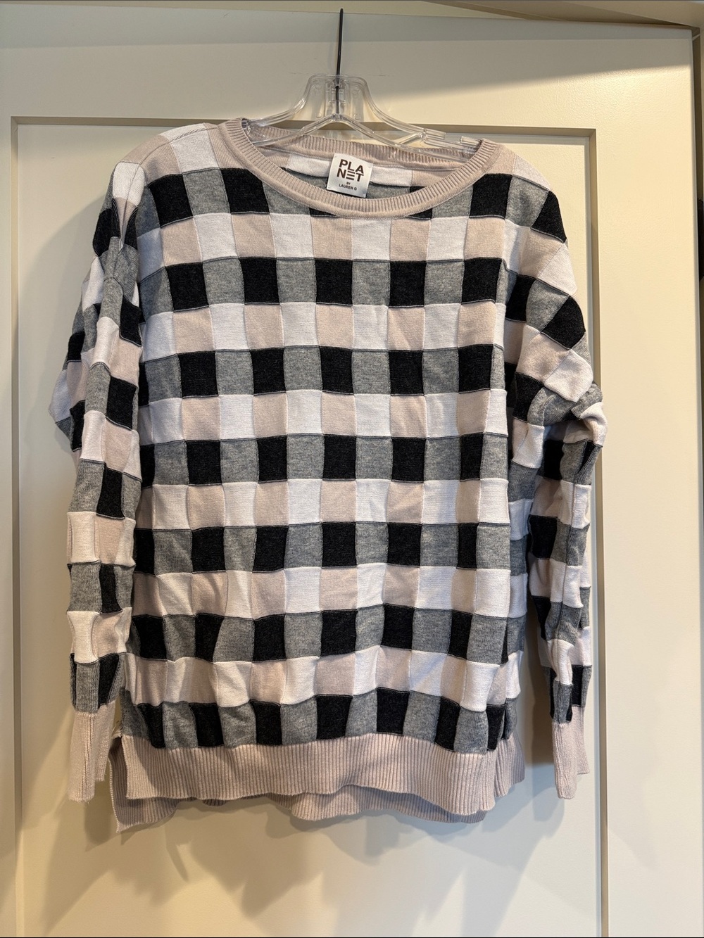 PLANET checked sweater in neutrals